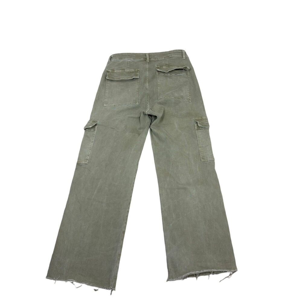 Oat Jeans Womens Size 12/31 Sage Green Cargo Raw Hem Utility Combat Trendy Wide - Picture 5 of 15